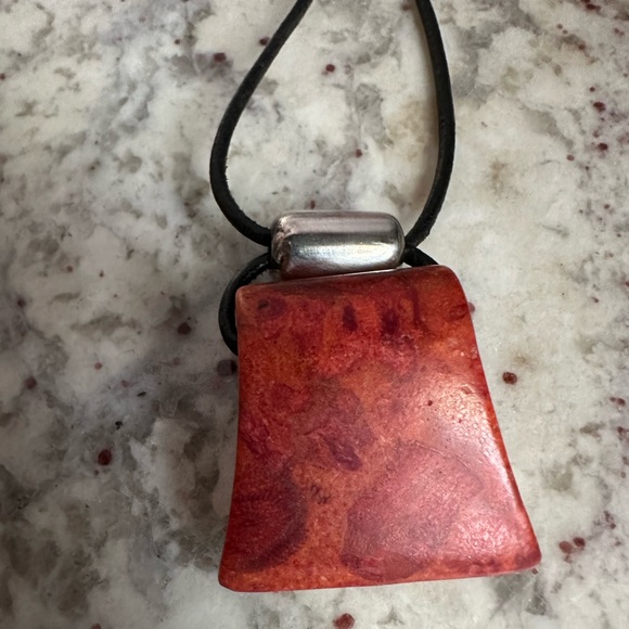 Silpada Sponge Coral Necklace Sterling Bead Black Leather Necklace 925 - Picture 5 of 7